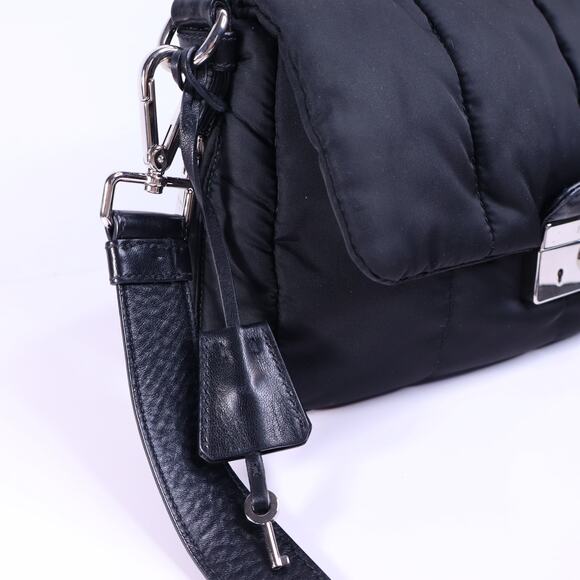 PRADA Tessuto Nylon Bomber Sound Bag Black Leather Adjustable Shoulder Strap - Picture 2 of 11
